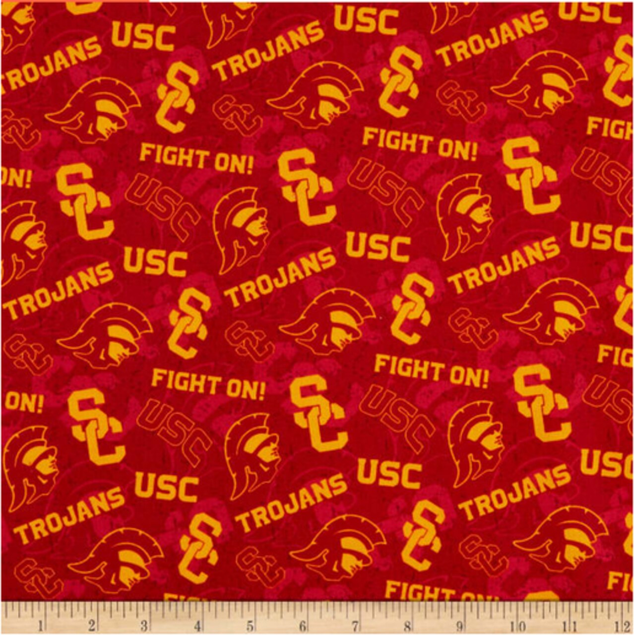 Licensed NCAA USC Tone on Tone USC-1178 Cotton Fabric by the Yard